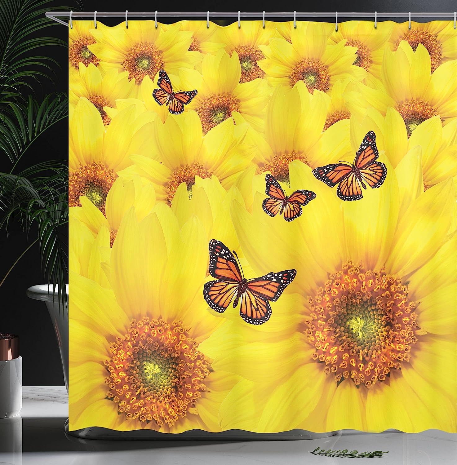 Sunflower Close-Up Details Shower Curtain For Bright Bathroom Decor - Image 3