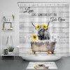 Sunflower Farmhouse Highland Cow Shower Curtain Funny Bathroom Accessory