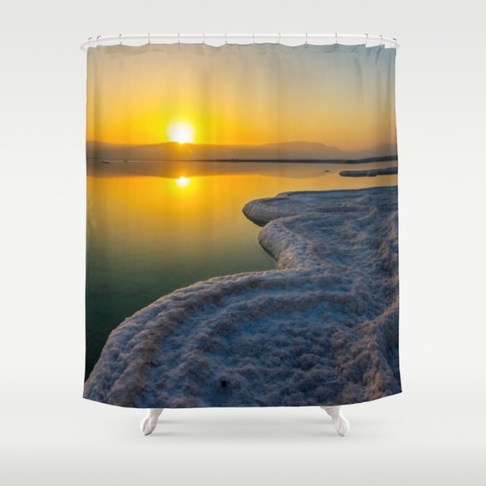 Sunflower Field Sunrise Shower Curtain, Rustic Farmhouse Bathroom Decor, Waterproof Fabric