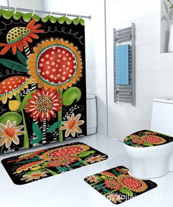 Sunflower Garden Waterproof Shower Curtain Set For Bathroom