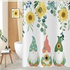 Sunflower Gnomes Botanical Plan Shower Curtain With Eucalyptus Green Leaves
