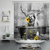 Sunflower Highland Cow Bathtub Shower Curtain Funny Farmhouse Bathroom Decor