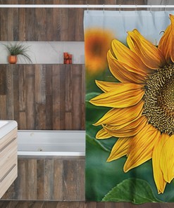 Sunflower Modern Farmhouse Shower Curtain - Perfect Wedding Gift