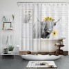Sunflower Print Funny Highland Cow Bathtub Shower Curtain For Bathroom Decor