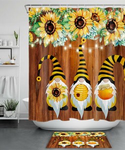 Sunflower Print Shower Curtain for Bathroom Decor