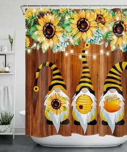 Sunflower Print Shower Curtain for Bathroom Decor