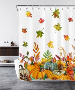 Sunflower Pumpkin Fall Nature Plant Floral Shower Curtain - Relive The Magic Of Autumn In Your Bathroom