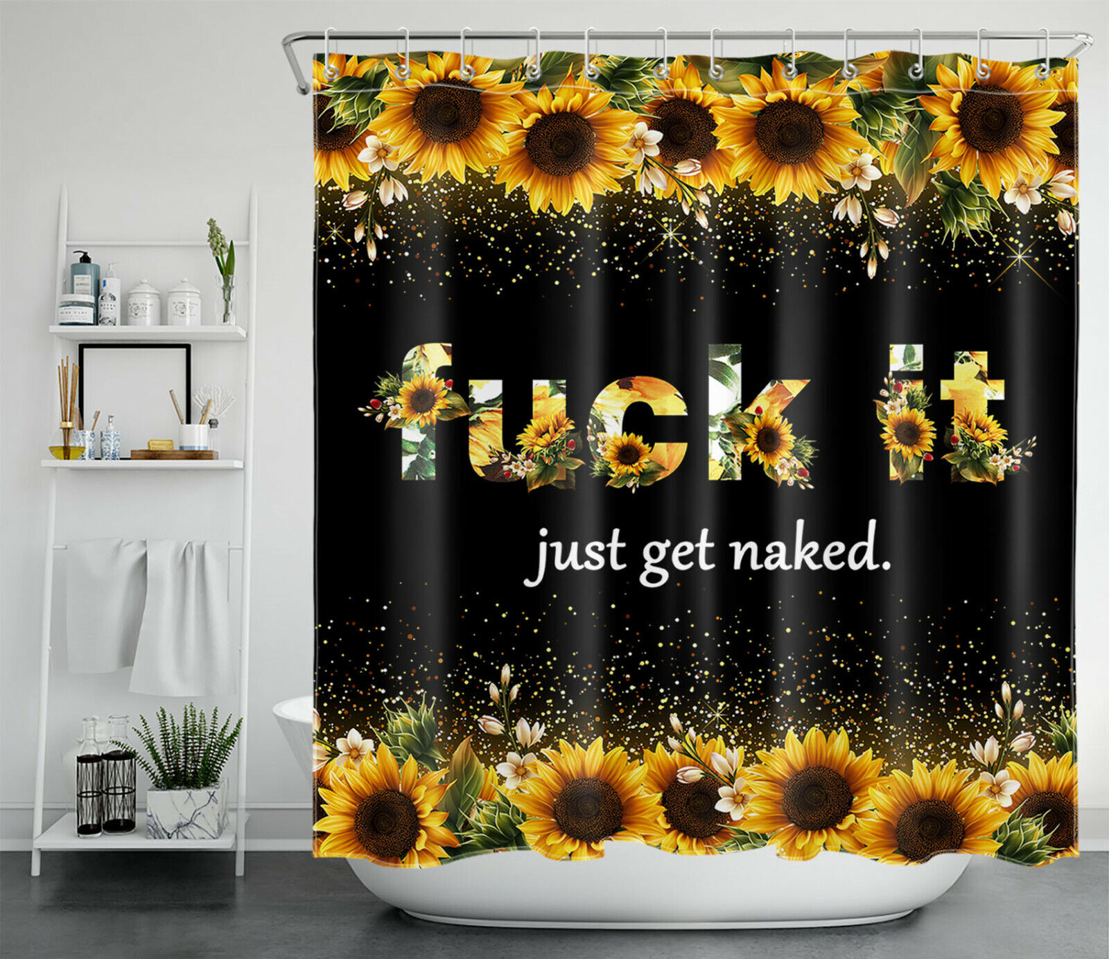 Sunflower Quote Print Shower Curtain For A Cheerful Bathroom