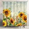 Sunflower Rustic Farmhouse Shower Curtain for Yellow Bathroom Decor