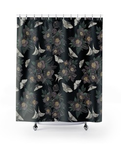Sunflower Shower Curtain - Black Floral Bathroom Decor With Waterproof Fabric