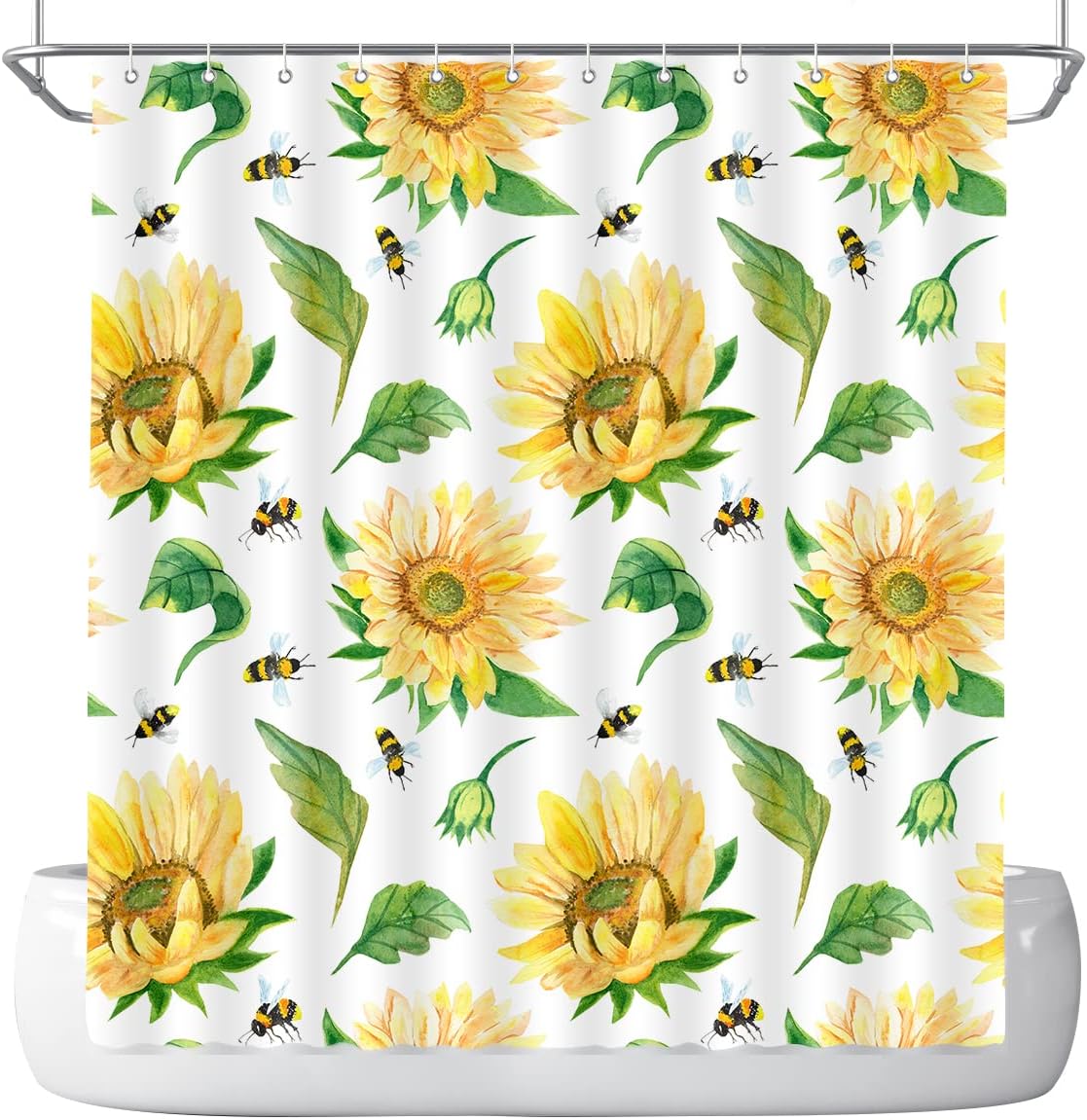 Sunflower Shower Curtain By Dephoto - A Bright And Cheerful Addition To Your Bathroom - Image 2