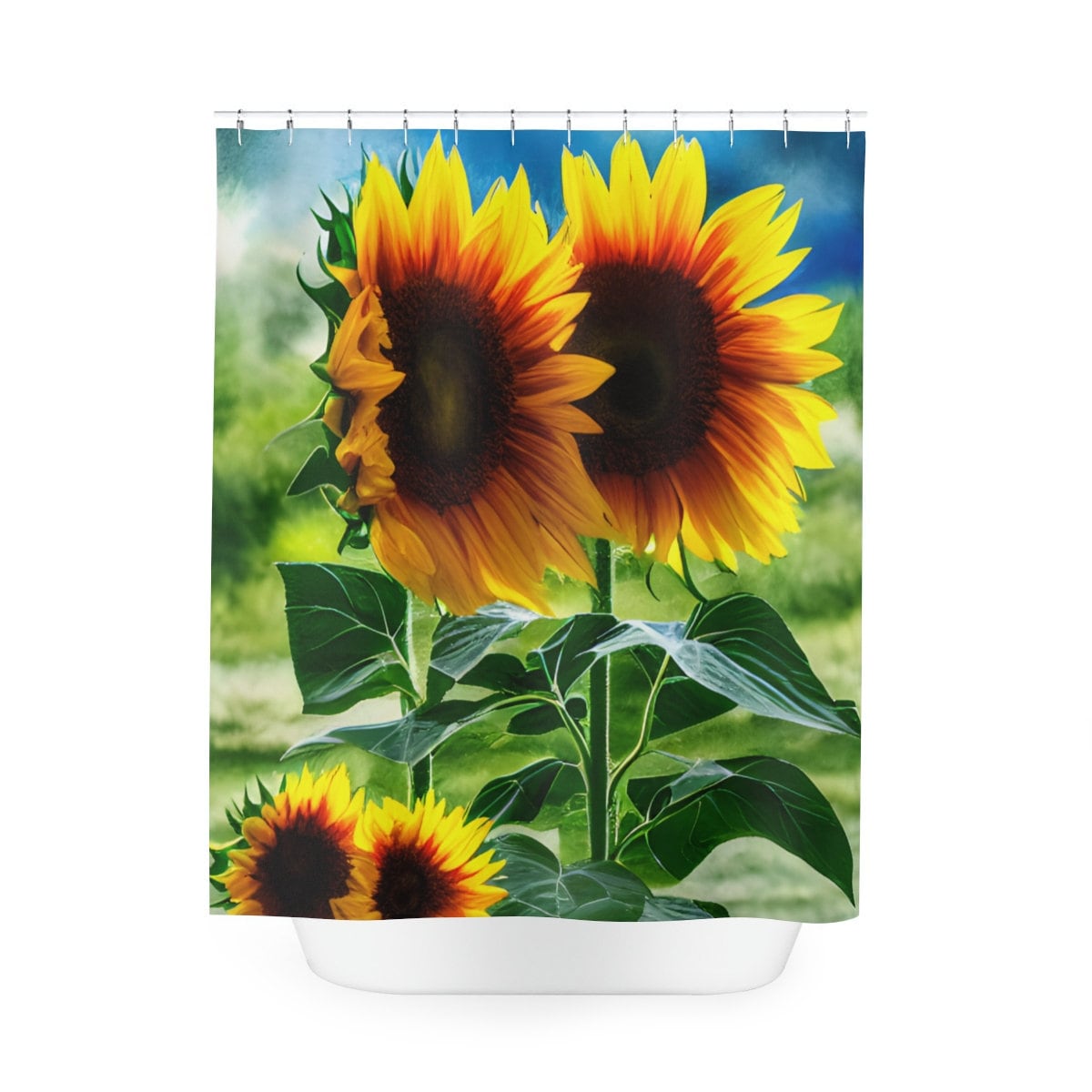 Sunflower Shower Curtain, Floral Bathroom Decor for Summer