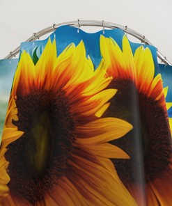 Sunflower Shower Curtain, Floral Bathroom Decor for Summer