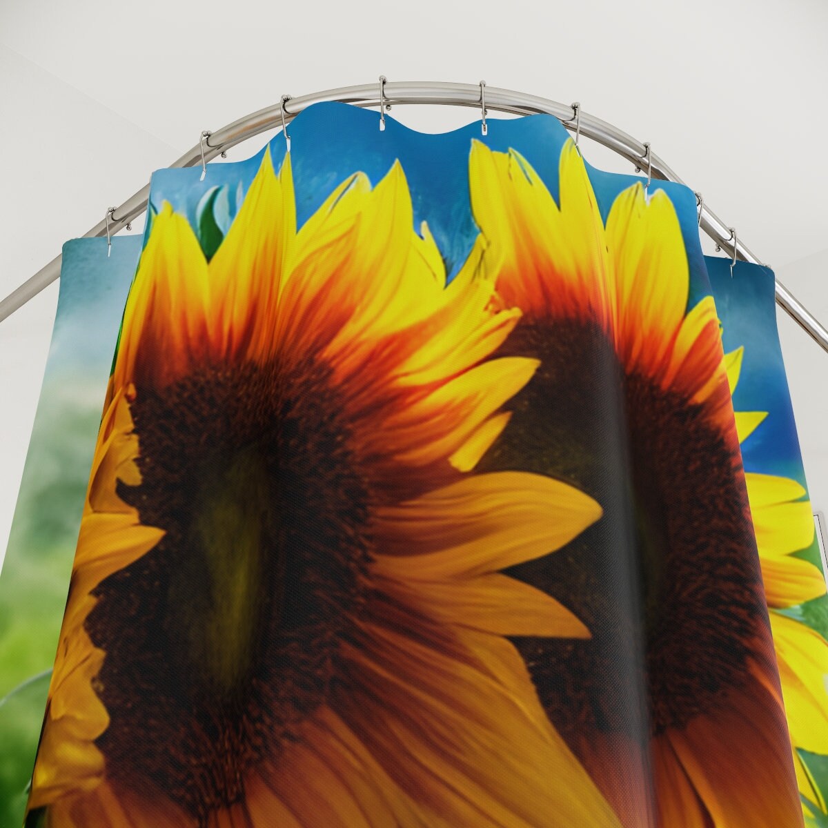 Sunflower Shower Curtain, Floral Bathroom Decor for Summer