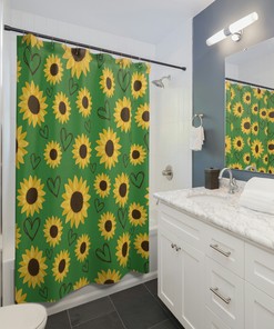 Sunflower Shower Curtain For Nature Lovers - For The Love Of Sunflowers