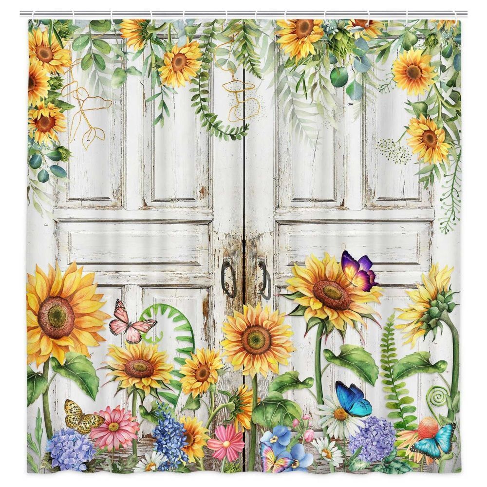 Sunflower Shower Curtain For Summer Bathroom Decor