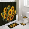 Sunflower Shower Curtain With Blooming Flowers Design, Botanical Bath Curtain Home Decor For Nature Lovers