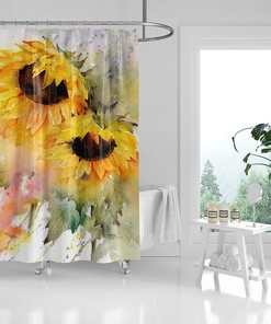 Sunflower Waterproof Shower Curtain for Colorful Bathrooms