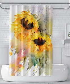 Sunflower Waterproof Shower Curtain for Colorful Bathrooms