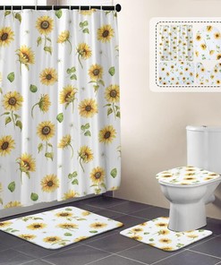Sunflower Yellow Flower Colorful Shower Curtain For A Bright Bathroom Aesthetic