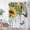 Sunflower and Butterfly Fabric Shower Curtain for Bathroom - Colorful Shower Curtains Decorative