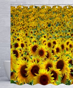 Sunflower and Flower Print Shower Curtain for Bath Decor