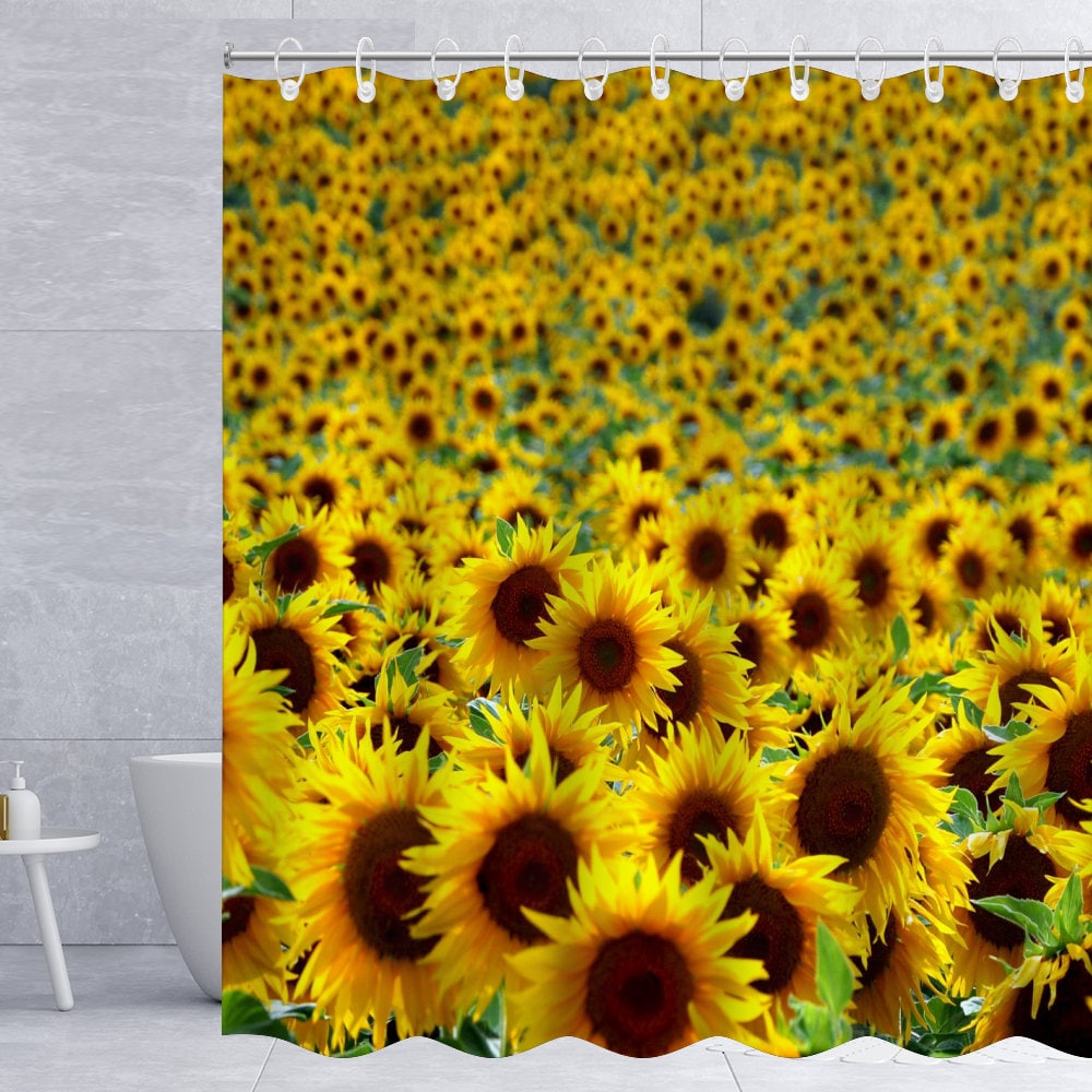 Sunflower and Flower Print Shower Curtain for Bath Decor