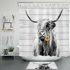 Sunflower and Highland Cow Rustic Board Shower Curtain for Bathroom Decor