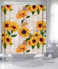 Sunflower on Newspaper 3D Shower Curtain to Add An Artistic Touch to Your Bathroom