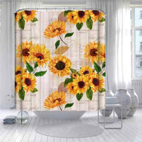 Sunflower on Newspaper 3D Shower Curtain to Add An Artistic Touch to Your Bathroom
