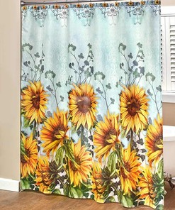 Sunflower with Farmhouse Floral Accents Bathroom Shower Curtain