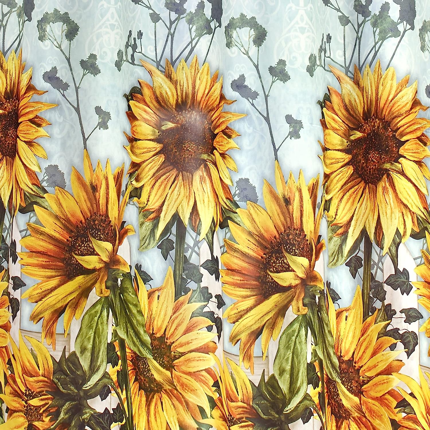 Sunflower with Farmhouse Floral Accents Bathroom Shower Curtain