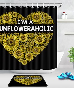 Sunflowers Heart Shape Shower Curtain For Nature Lovers