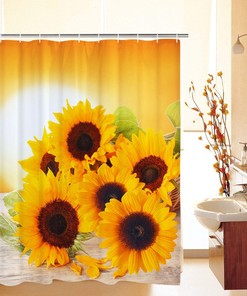 Sunflowers in The Sunset Shower Curtain Durable Waterproof Fabric Bathroom Curtain