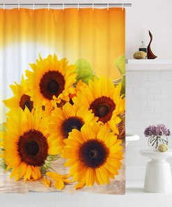Sunflowers in The Sunset Shower Curtain Durable Waterproof Fabric Bathroom Curtain
