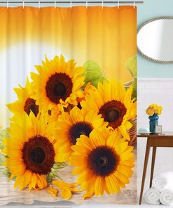 Sunflowers in The Sunset Shower Curtain Durable Waterproof Fabric Bathroom Curtain