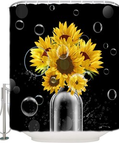 Sunflowers on The Bottle Shower Curtain - Cheerful Bathroom Decor