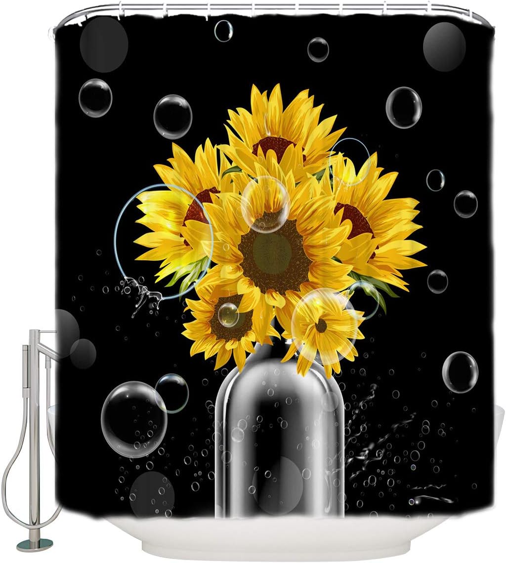 Sunflowers on The Bottle Shower Curtain - Cheerful Bathroom Decor