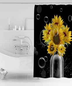 Sunflowers on The Bottle Shower Curtain - Cheerful Bathroom Decor