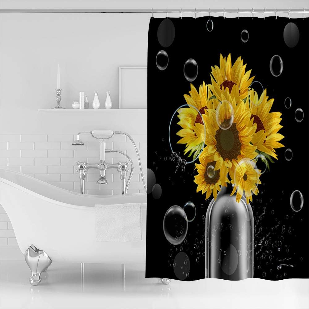 Sunflowers on The Bottle Shower Curtain - Cheerful Bathroom Decor