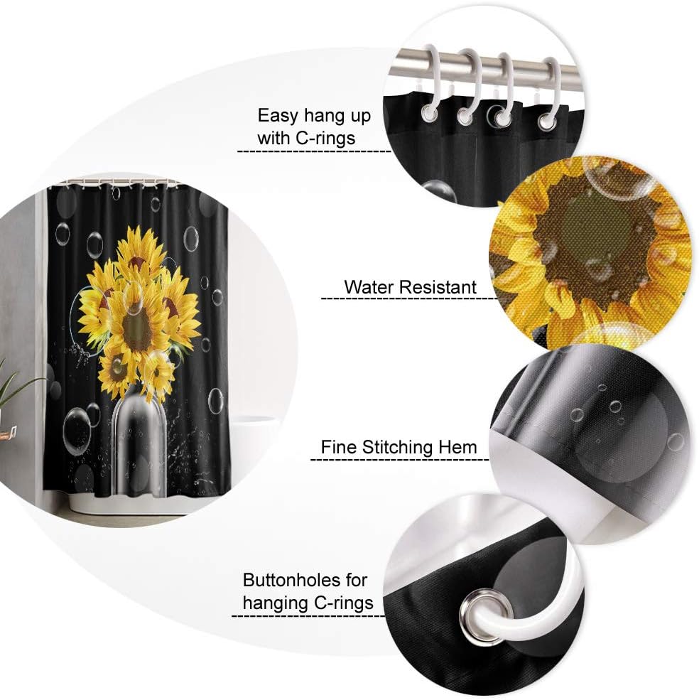 Sunflowers on The Bottle Shower Curtain - Cheerful Bathroom Decor