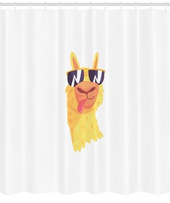 Sunglasses Wearing Llama Shower Curtain - Cool Animal Print Bathroom Decor for Kids 