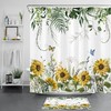 Sunny Botanical Floral Shower Curtain With Sunflower Print - A Beautiful And Cheerful Addition To Your Bathroom