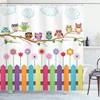 Sunny Day Countryside Owl Shower Curtain, Farmhouse Fences Wildflowers Art Print, Cloth Bathroom Decor