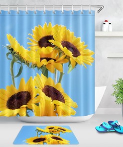 Sunny Day Sunflowers Fabric Shower Curtain for a Bright and Cheerful Bathroom
