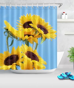 Sunny Day Sunflowers Fabric Shower Curtain for a Bright and Cheerful Bathroom