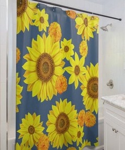 Sunny Days Blue Sunflower Shower Curtain for a Bright Look
