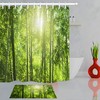 Sunny Green Bamboo Forest Fabric Shower Curtain With Hooks 