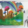 Sunny Mushroom Foliage Shower Curtain - Whimsical and Nature Inspired Bathroom Decor