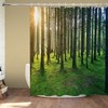 Sunny Nature Birch Forest Shower Curtain with Sunshine Rainforest Landscape for Natural Bathroom Dcor